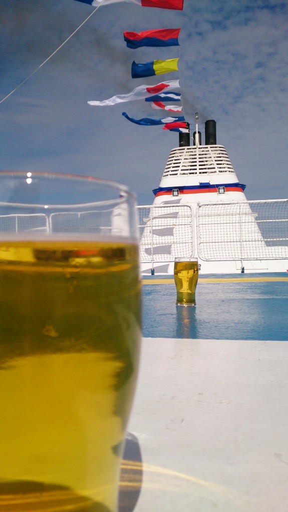 Beer on the ferry! So many flags!