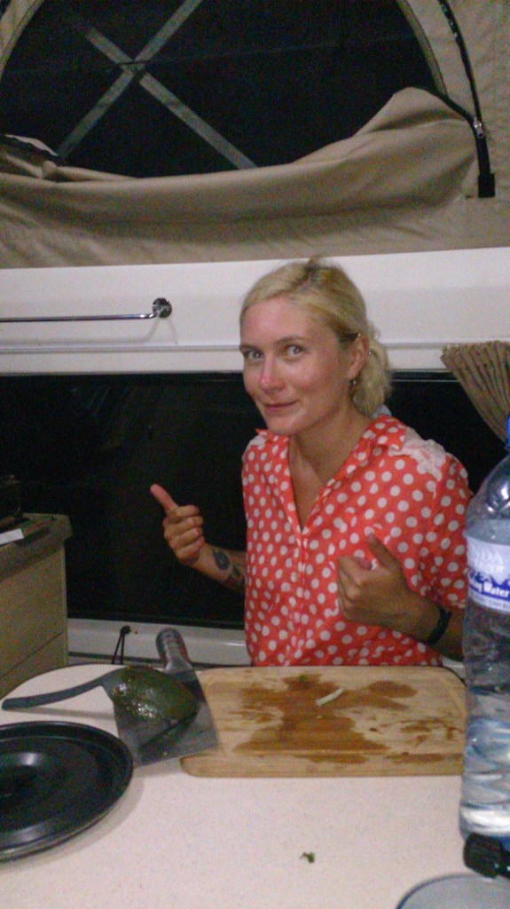 Me cooking in Troopy in the evening a few days ago