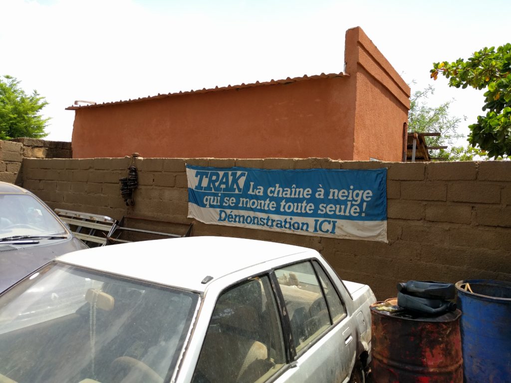 Snow Chain Demos at a garage in Burkina Faso...?