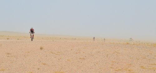 Cyclists. In the Sahara. For fun.