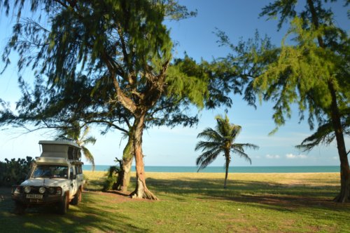 My own camping field on the beach at Grand Popo, Benin.
